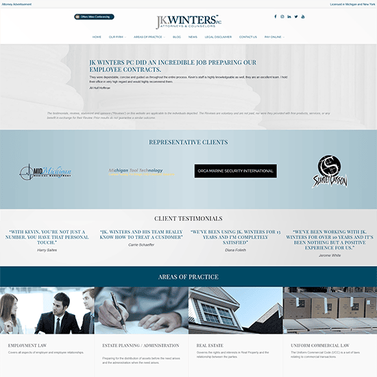 J.K. Winters website screen capture of homepage.